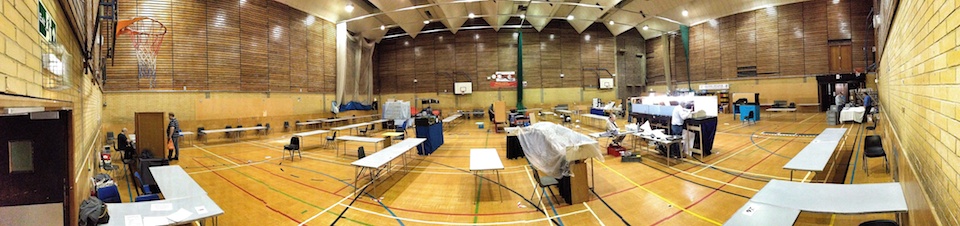 Setting up ExpoNG the evening before the show at White Oak Leisure Centre Swanley